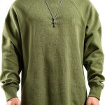 Men's Waffle Knit Sweatshirt Heavyweight Soft Warm Polyester-0