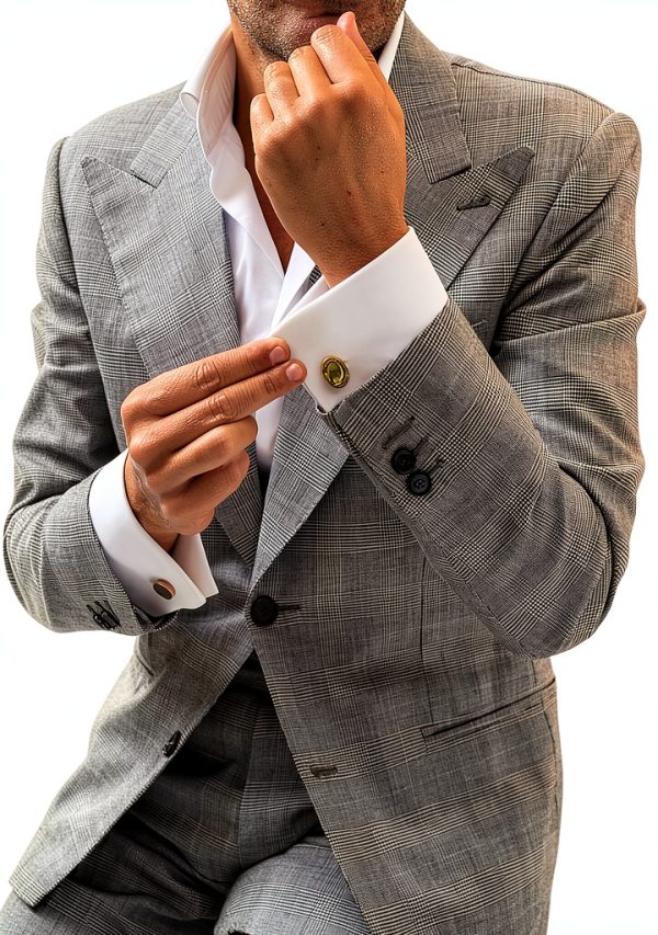 OTAA Mens Cufflinks Rhodium Sterling Elegant Design-3