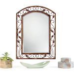 Franklin Iron Works Wall Mirror Bronze Rustic Metal Frame-0