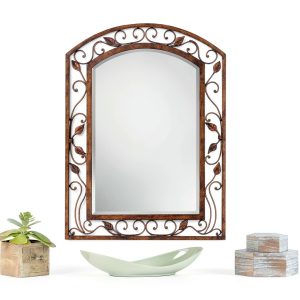 Franklin Iron Works Wall Mirror Bronze Rustic Metal Frame-0