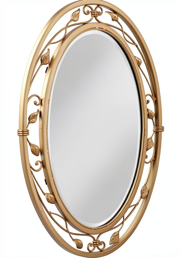 Noble Park Gold Floral Wall Mirror Oval Beveled Glass-4