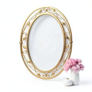 Noble Park Gold Floral Wall Mirror Oval Beveled Glass-0