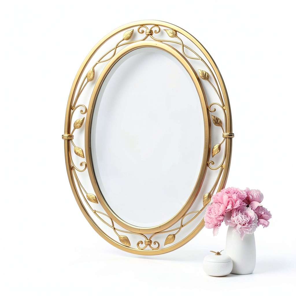 'Noble Park Gold Floral Wall Mirror displayed in a living room setting'