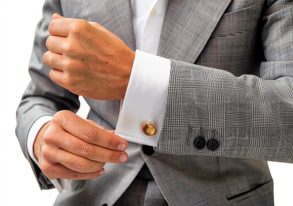 OTAA Mens Cufflinks Rhodium Sterling Elegant Design-7