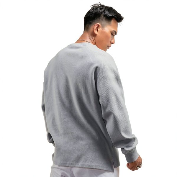 Men Waffle Knit Sweatshirt Heavyweight Soft Warm Comfort Fit-1