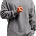 Men Waffle Knit Sweatshirt Heavyweight Soft Warm Comfort Fit-0