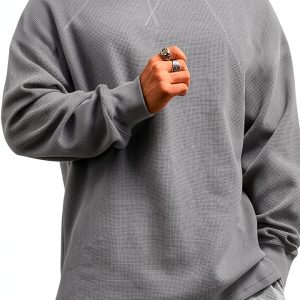 Men Waffle Knit Sweatshirt Heavyweight Soft Warm Comfort Fit-0