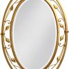 Noble Park Gold Floral Wall Mirror Oval Beveled Glass-1