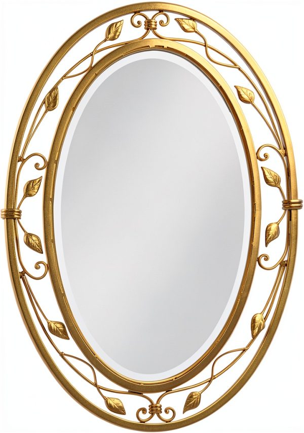 Noble Park Gold Floral Wall Mirror Oval Beveled Glass-1