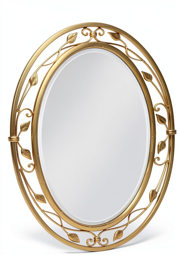 Noble Park Gold Floral Wall Mirror Oval Beveled Glass-3