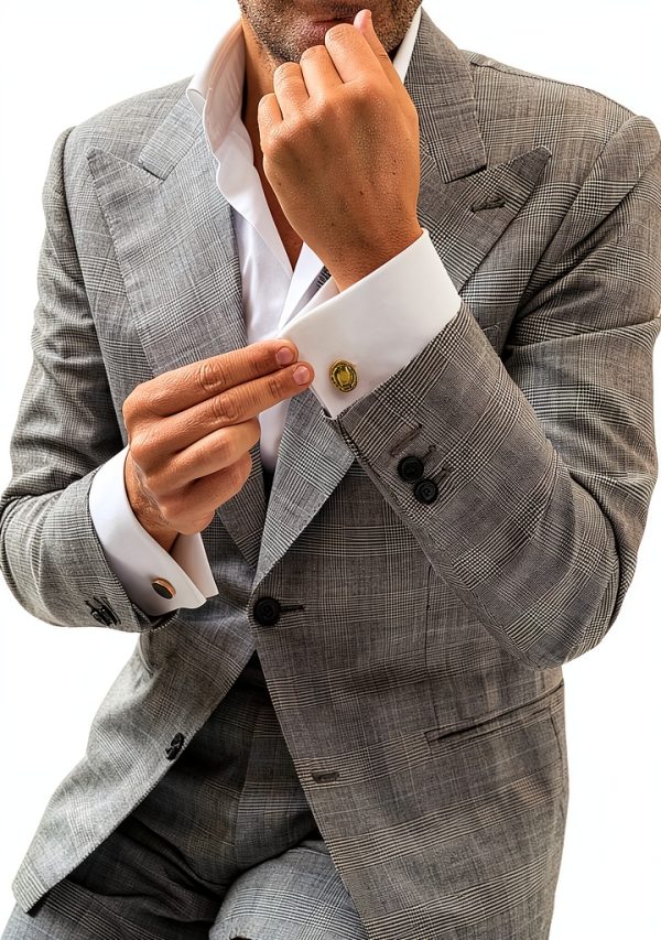 OTAA Mens Cufflinks Rhodium Sterling Elegant Design-4