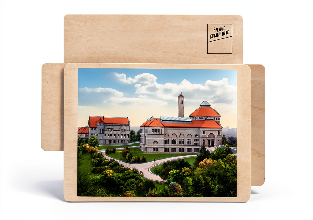 'Cincinnati Art Museum birch wood postcards displayed on rustic shelf'